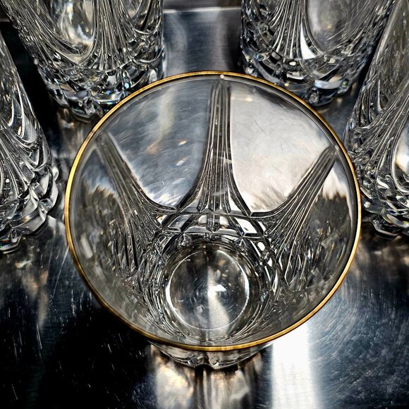 5 Mikasa Regal Court Gold Highball Glasses 5.5" luxury glassware 90s crystal vtg - Picture 9 of 12